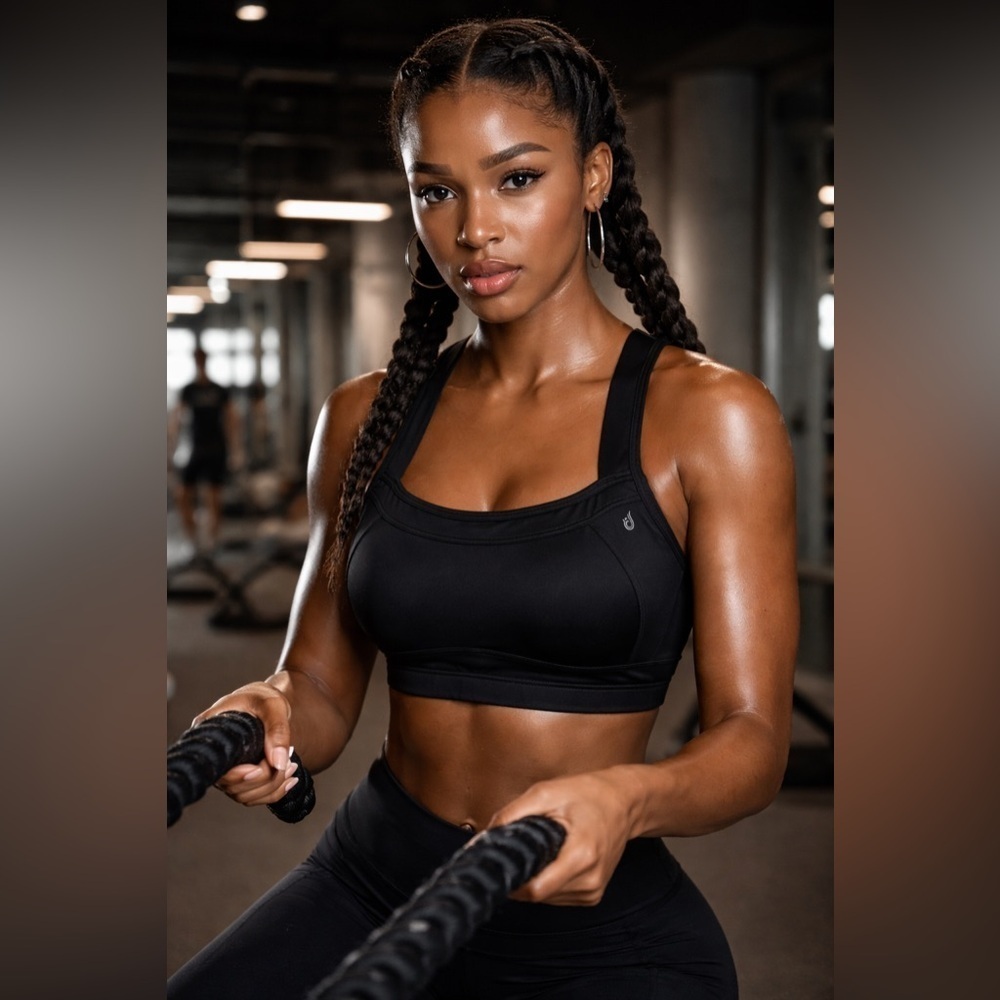 Isis Womens Sports Bra Sz Large Black Wireless CoolMax Full Coverage Gym Workout